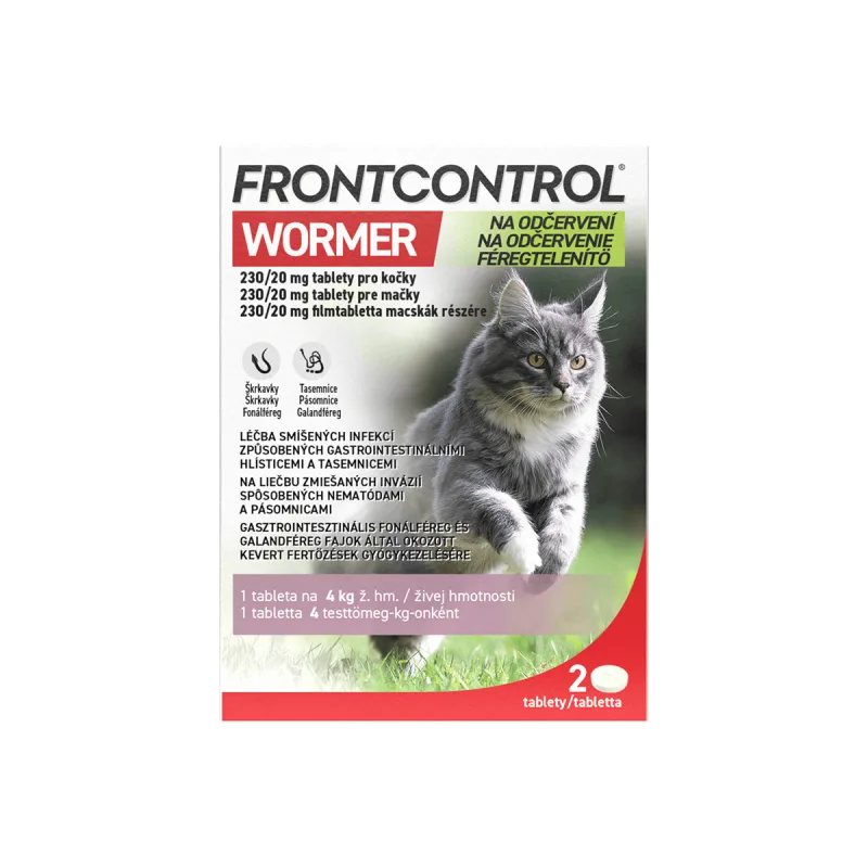 Frontcontrol Wormer 230/20 mg Tablety na odčervenie pre mačky