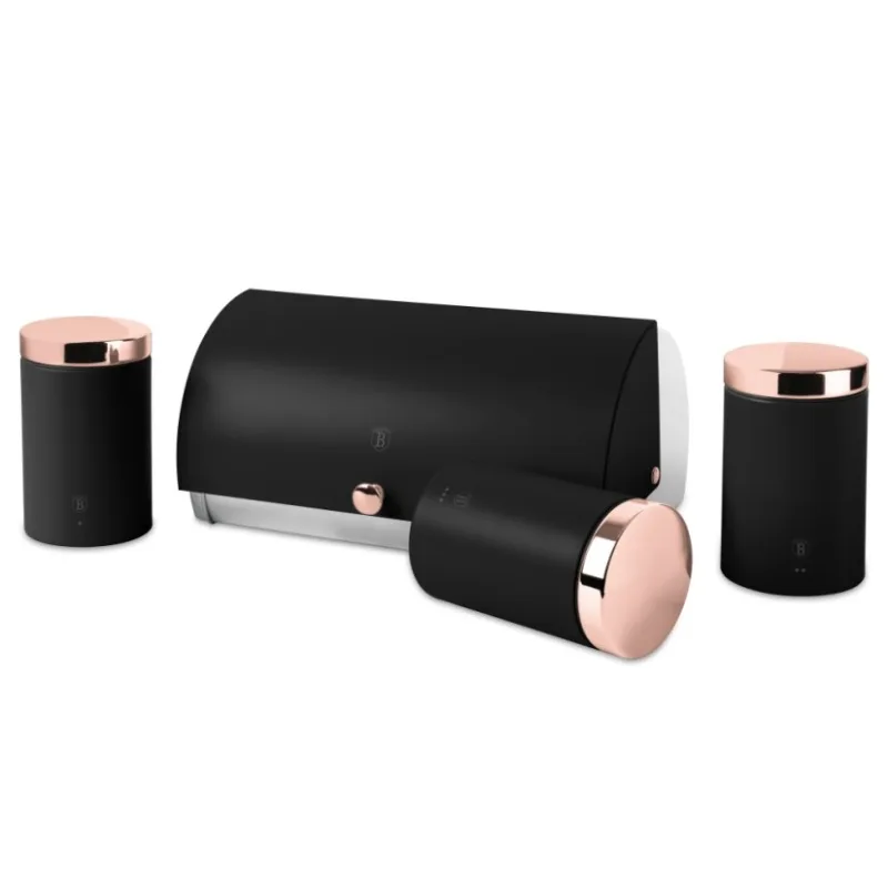 BERLINGERHAUS Chlebník a sada dóz na potraviny 4 ks Black Rose Collection