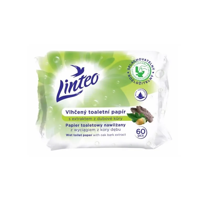 LINTEO vlhčený toaletný papier s dubovou kôrou, 60 ks