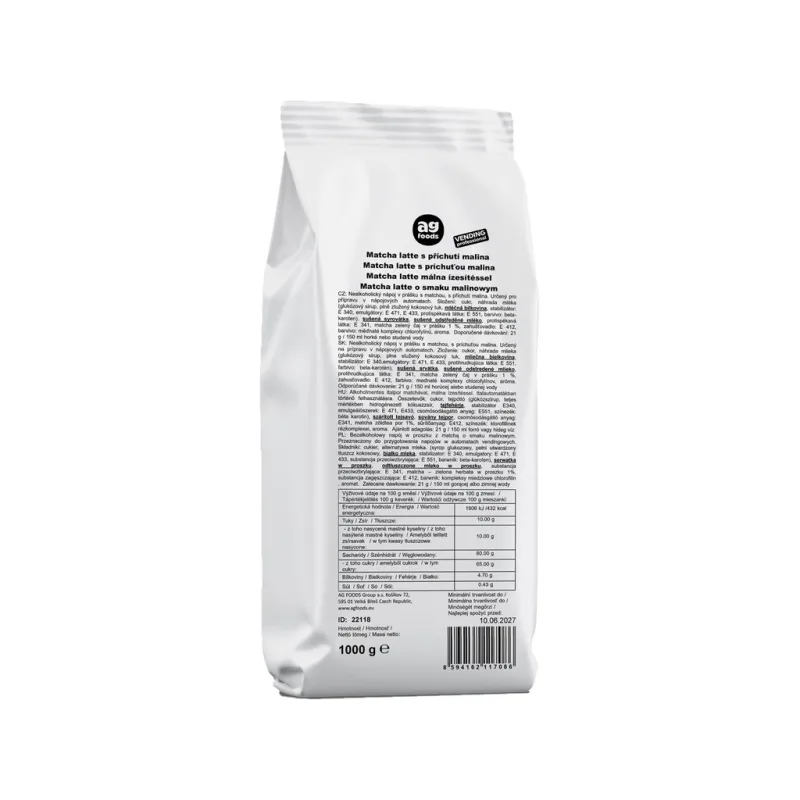 AG PRO Matcha latte s příchutí malina 1000g