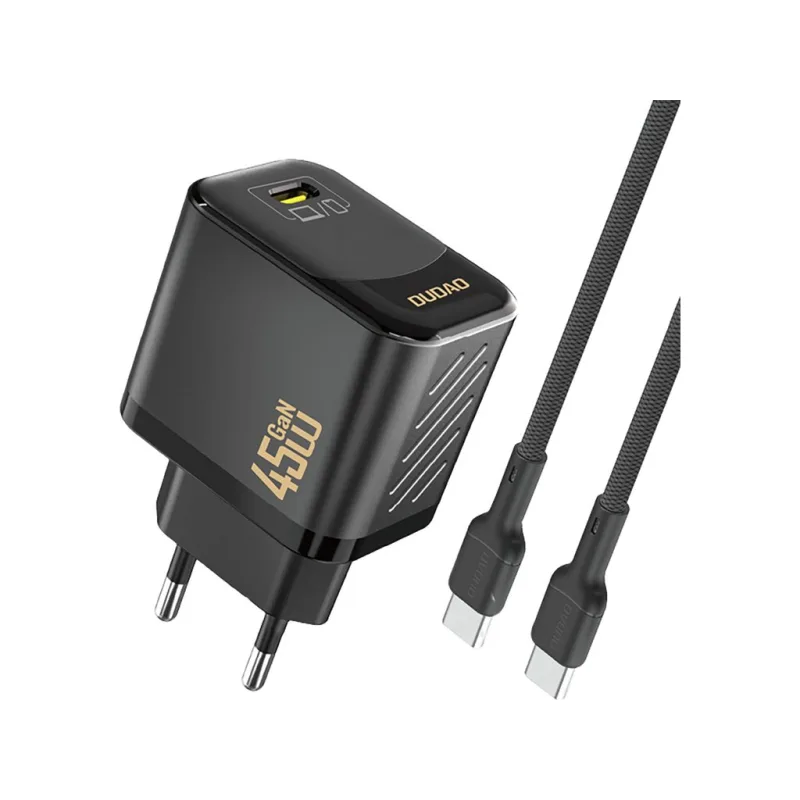 Dudao A28C 45W GaN nástenná nabíjačka + USB-C kábel - Čierna