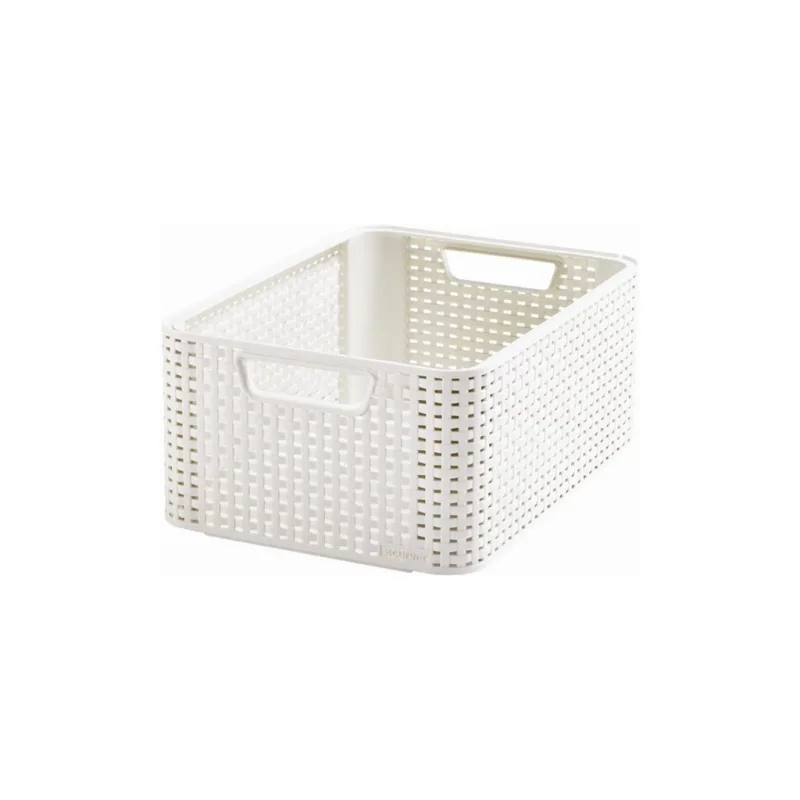 Odkladací box, s efektom rattanu, 18 l, béžová, CURVER "Style M"
