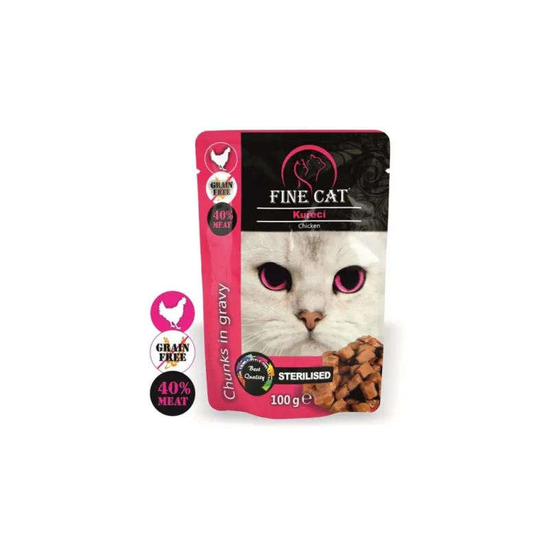 Fine Cat kapsička Grain-Free Sterilised kuřecí v omáčce 100g