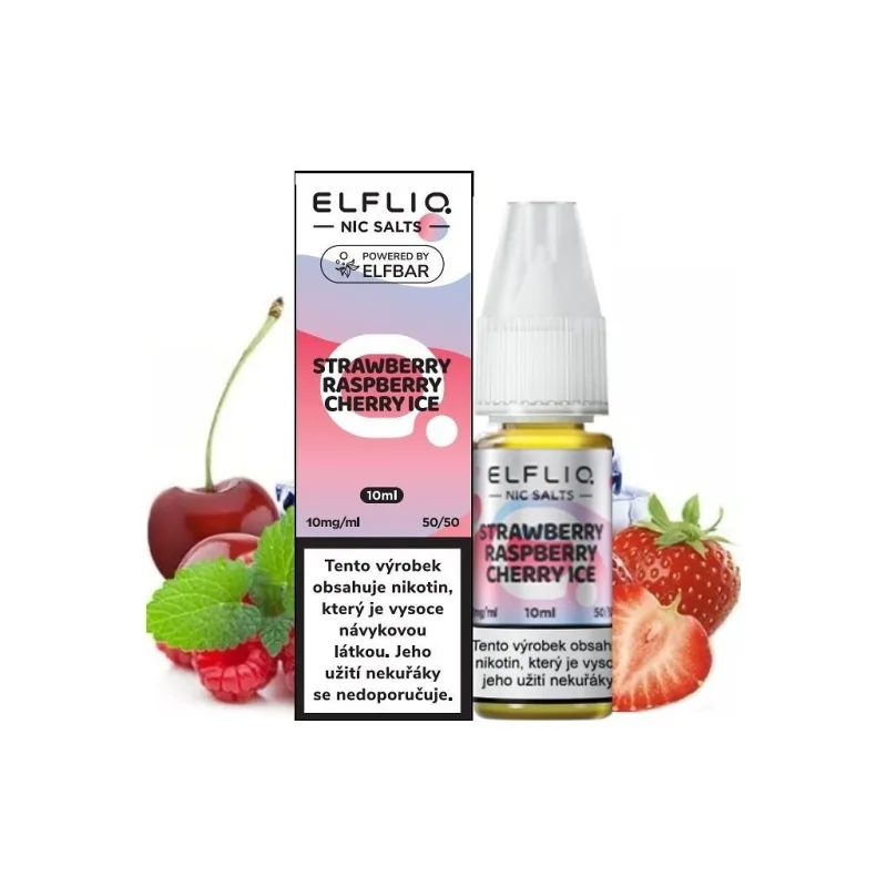 Elf Bar Elfliq - Salt e-liquid - Strawberry Raspberry Cherry ICE - 10ml - 10mg