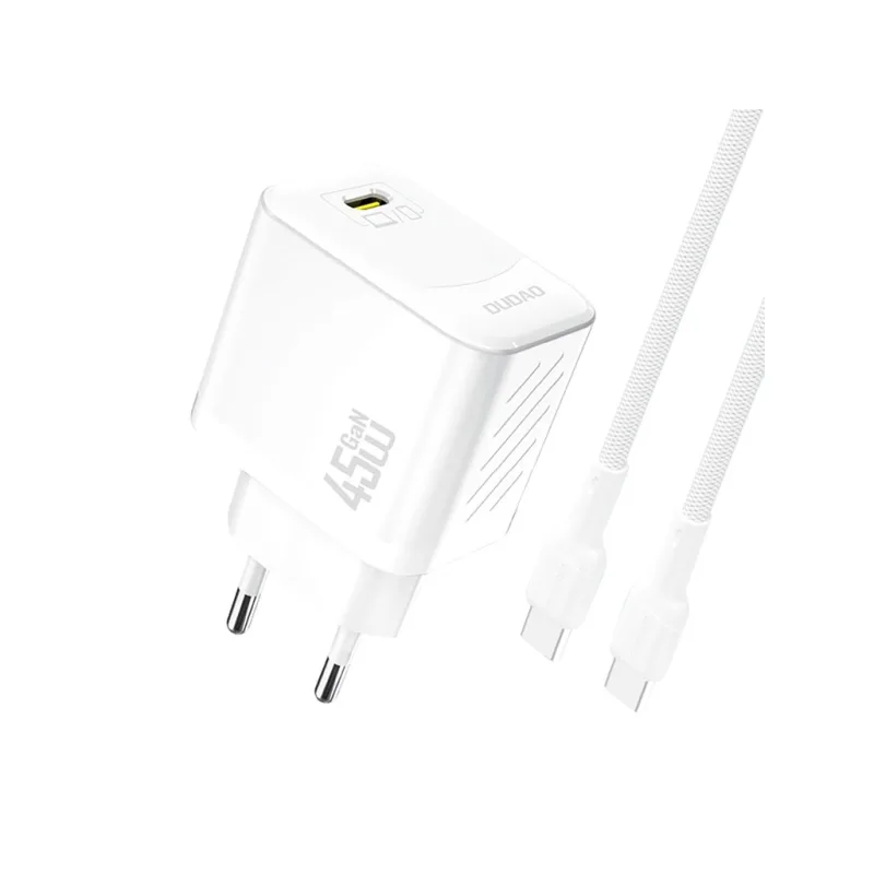 Dudao A28C nabíječka do sítě GaN / USB-C PD / 45W + kabel USB-C / bílá