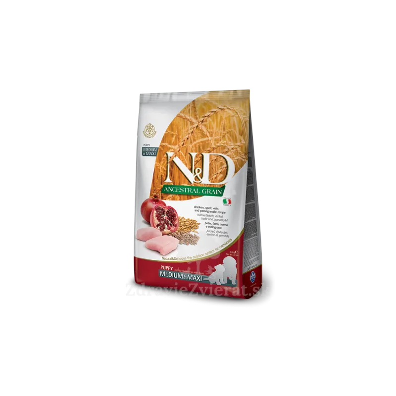 Farmina N&D Dog AG Puppy Medium & Maxi Chicken, Spelt, Oats & Pomegranate 12 kg