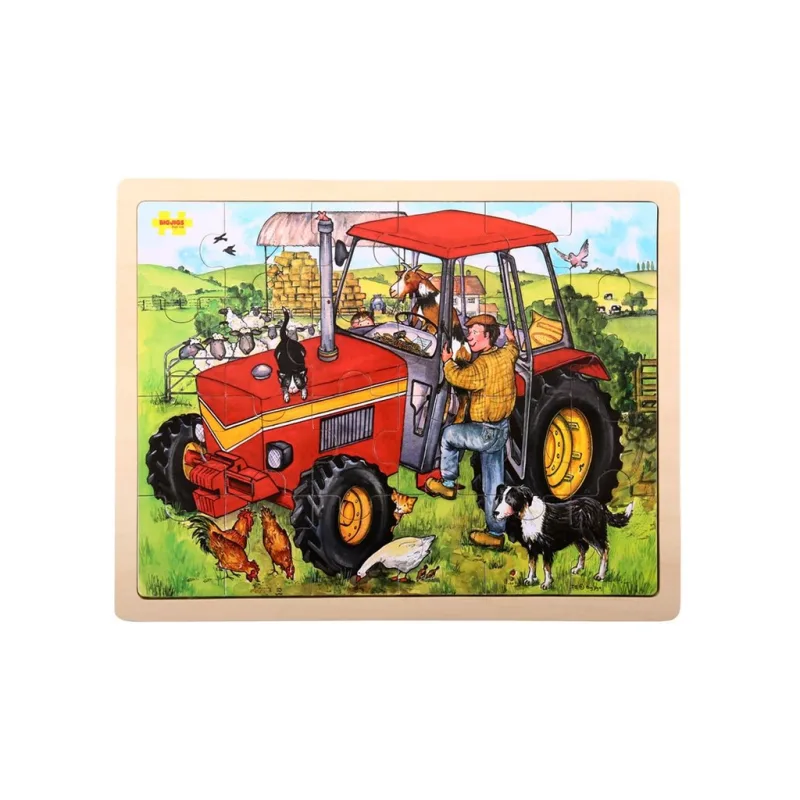 Bigjigs Toys Dřevěné puzzle traktor 24 dílků