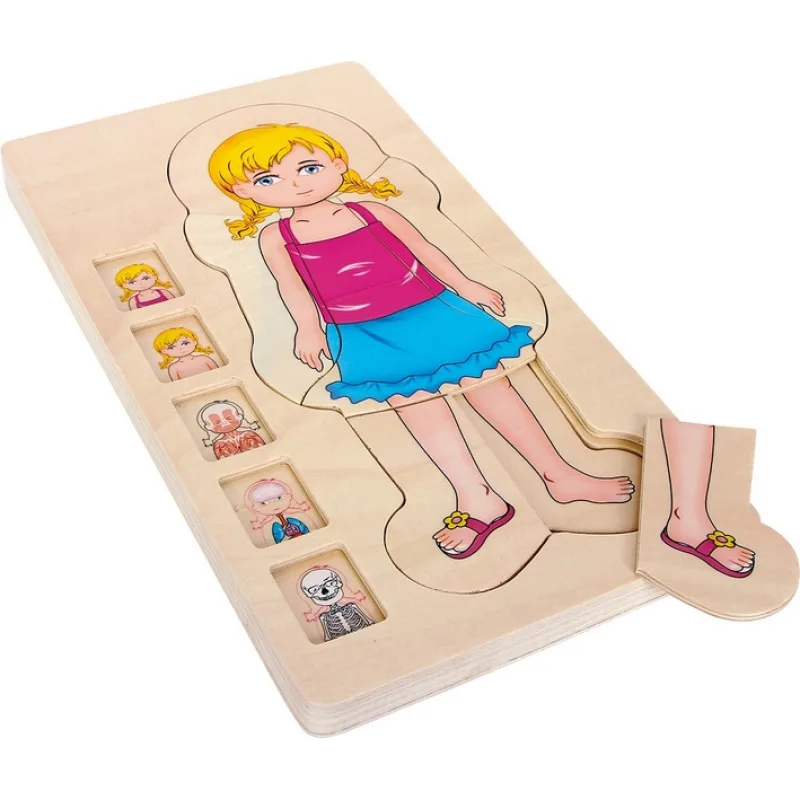 Drevené anatomické puzzle pre malé nohy