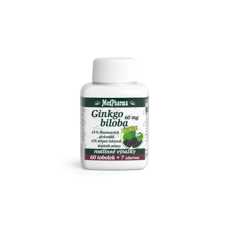 GINKGO biloba (JINAN DVOULALOČNÝ) 60 mg FORTE 60 + 7 tob. MEDPHARMA