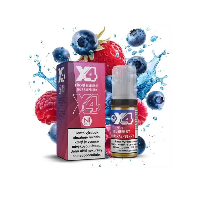 X4 Bar Juice Salt - E-liquid - Blue Sour Raspberry - 20mg  Borůvka s malinou