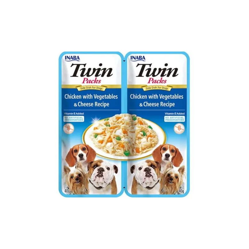 Inaba Twin Packs dog kuře & zelenina, sýr 80g