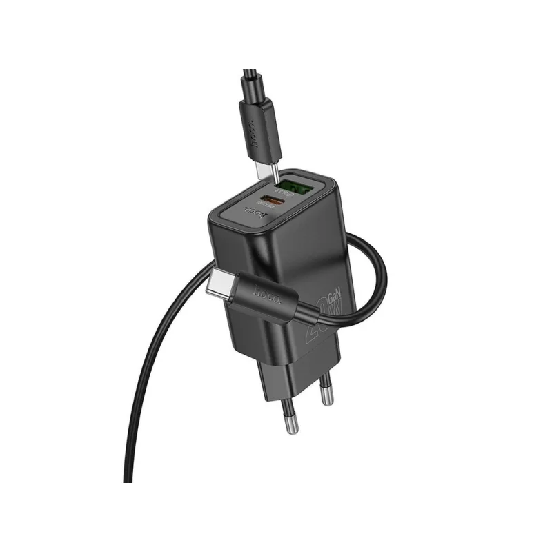 Hoco N61 rychlonabíječka USB-C + USB-A / PD, QC 3.0, FCP, AFC / kabel USB-C/USB-C černá