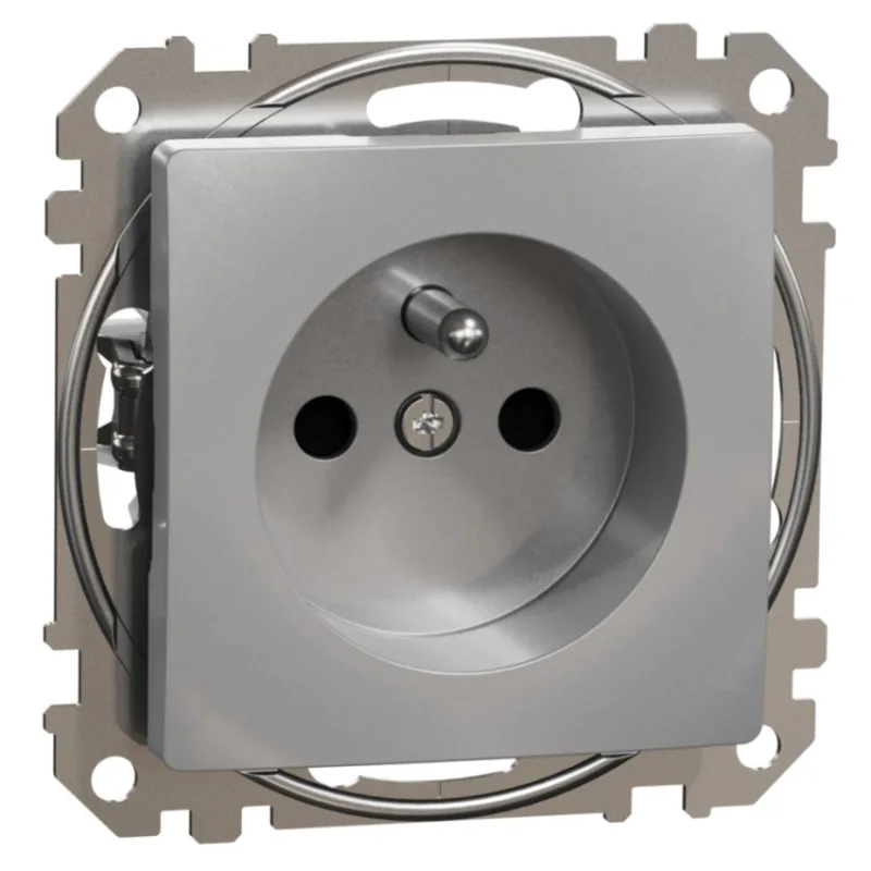 SCHN SEDNA DESIGN ZÁSUVKA 230V 16A CLONKY BEZŠROUB. ALUMINIUM SDD113012