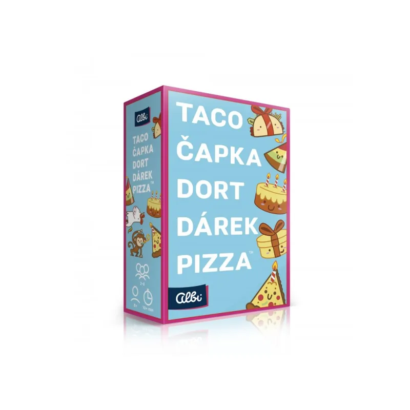 Taco, čapka, dort, dárek, pizza
