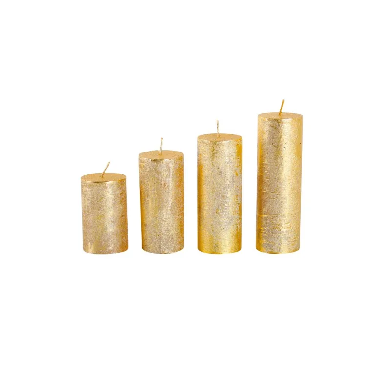 Rustikální adventní svíčka ø4cm PROVENCE 4ks zlatá