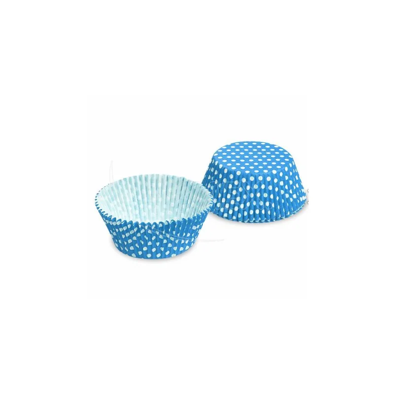 Cukrárenský košíček (PAP) Bodky bielo/modrý Ø50 x 30 mm [40 ks]