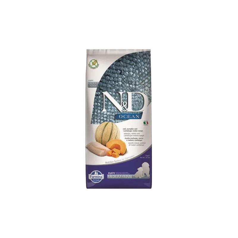 Farmina N&D dog OCEAN PUMPKIN (GF) puppy medium & maxi, cod & cantaloupe 12kg