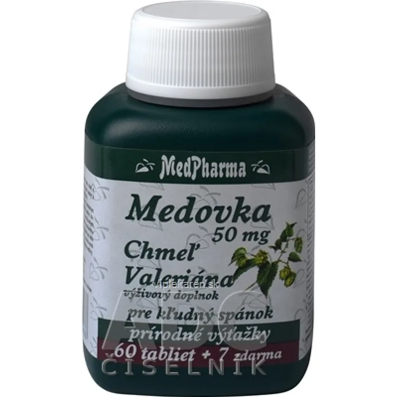 MedPharma Medovka 50 mg + chmeľ + valeriána 67 tabliet