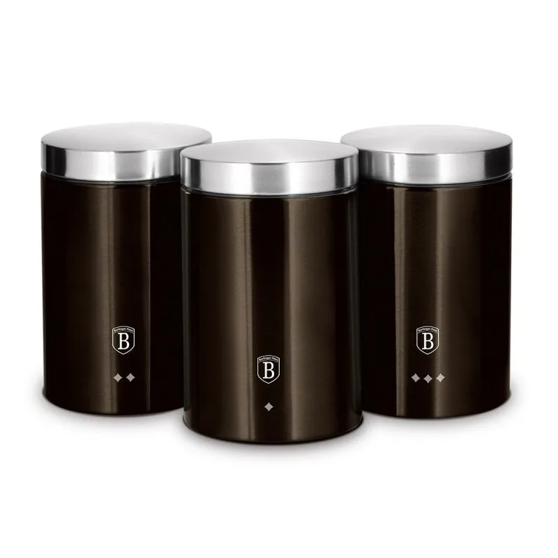 BERLINGERHAUS Food storage containers, set of 3, Shiny Black Collection