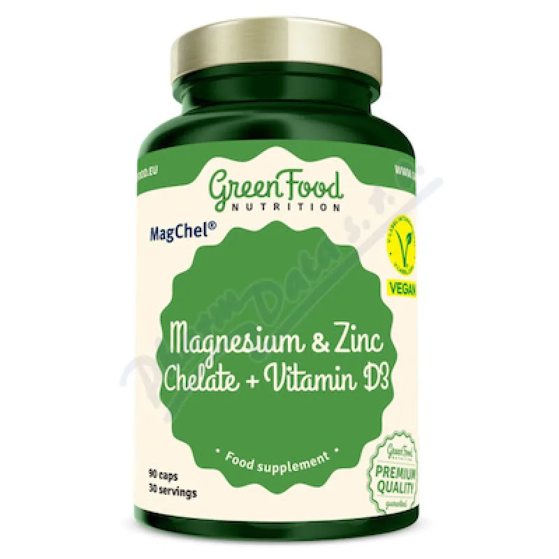 GREENFOOD Magnesium&amp;zinc chelate + vitamín D3 90 kapsúl