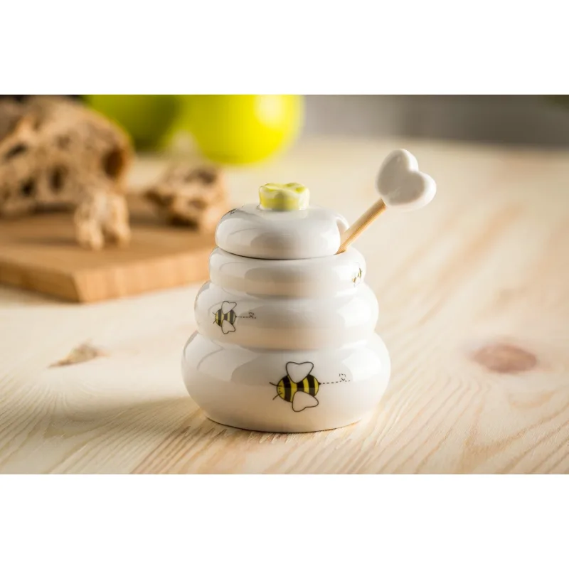 Dóza porcelánová na med