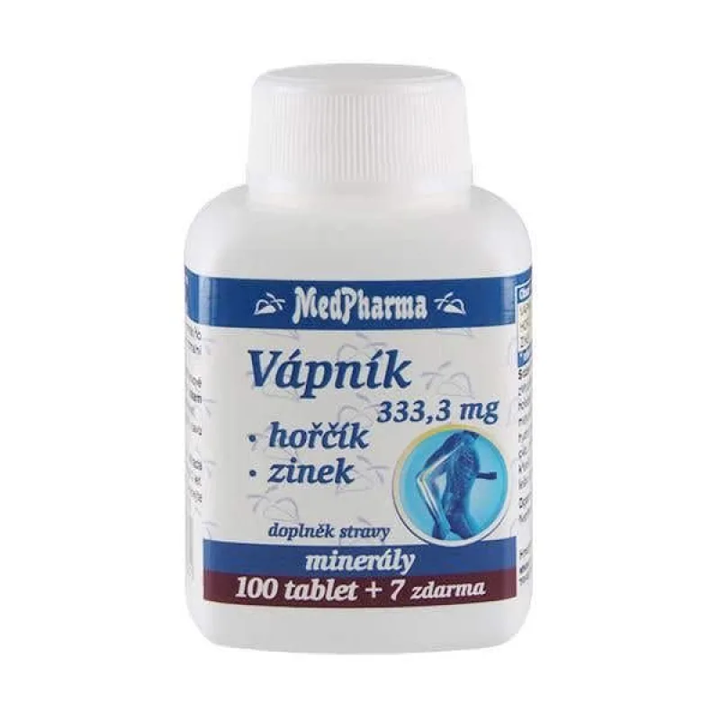 MedPharma Vápnik 333,3 mg + horčík + zinok 107 tabliet