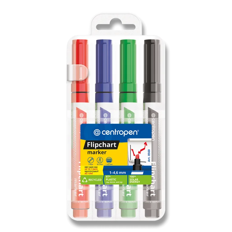 Centropen Flipchart Marker 8560 - board marker, set of 4