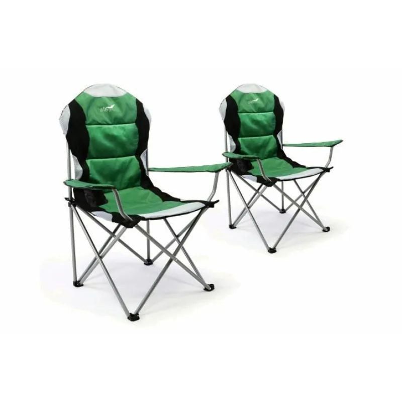 Skládací kempingová židle Divero Deluxe, zelená, 2 ks