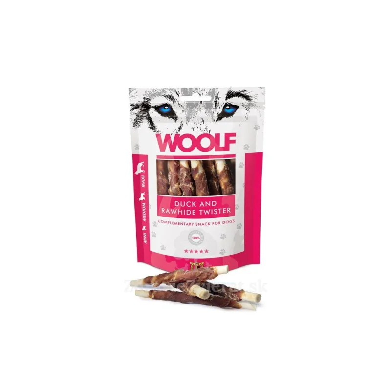 WOOLF pochúťka Duck&Rawhide twister 100g