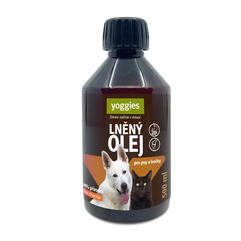 Yoggies Ľanový olej pre psy a mačky 500 ml