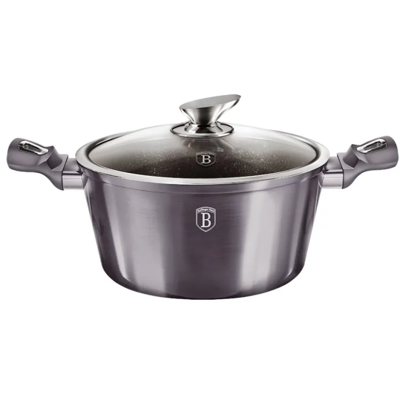 BERLINGERHAUS 20 cm Carbon PRO Line saucepan with lid and marble finish