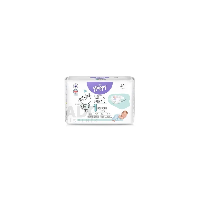 bella HAPPY Soft&Delicate 1 Newborn detské plienky (2-5 kg) 1x42 ks