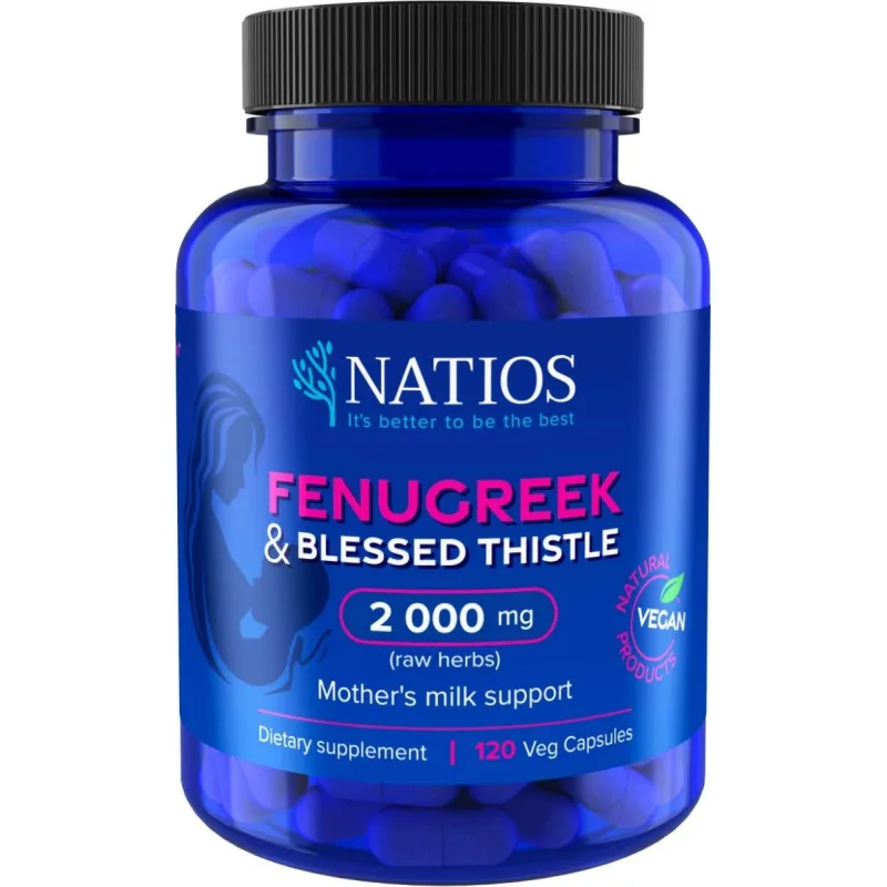 Natios Fenugreek & Blessed Thistle - Pískavica & Benedikt 600 mg 120 vegánskych kapsúl