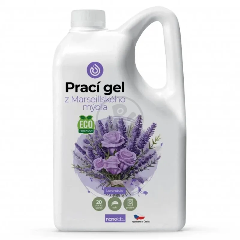 Prací gel z Marseillského mýdla pro citlivou pokožku levandule 2L nanolab