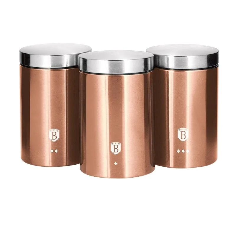 BERLINGERHAUS Food storage containers, set of 3, Rosegold Metallic Line