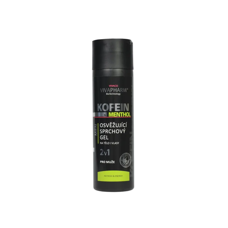 Kofeínový sprchový gél 2v1 s mentolom pre mužov VIVAPHARM 200 ml