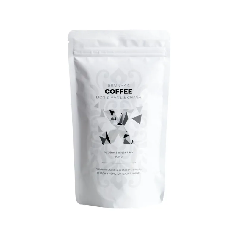 BIO KÁVA s vitálními houbami Lion's Mane & Chaga - COFFEE, 200g BRAINMAX