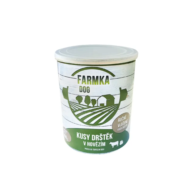FARMKA DOG kusy drštěk v hovězím 800g