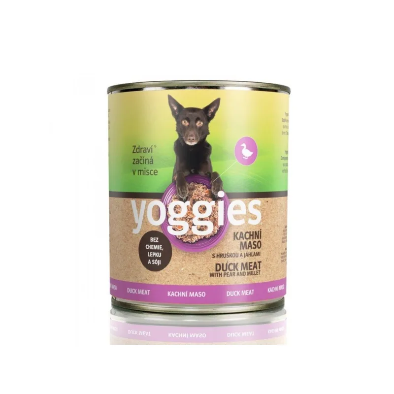 800g Yoggies konzerva Kachní s hruškou a jáhlami
