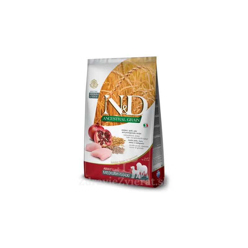 Farmina N&D Dog AG Adult Medium & Maxi Chicken, Spelt, Oats & Pomegranate 2,5 kg