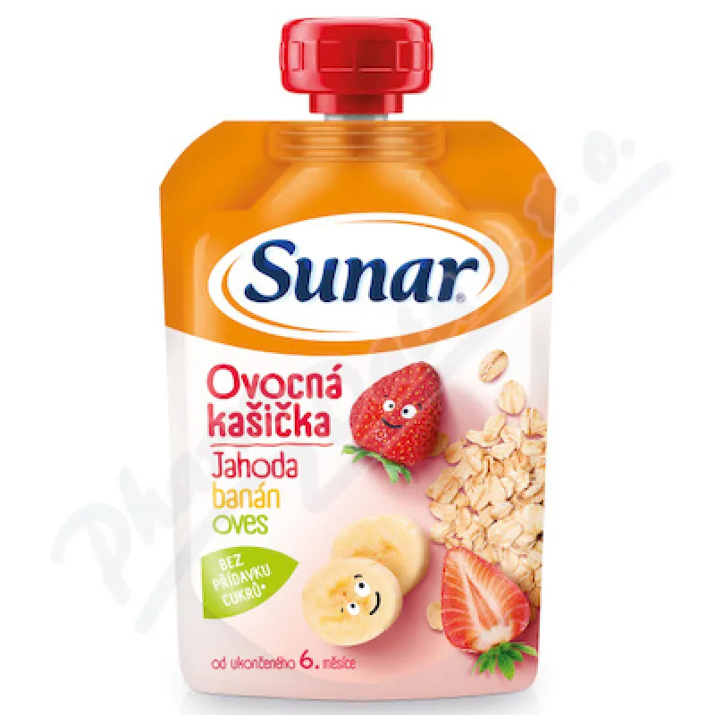 SUNAR Ovocná kašička banán jahoda ovsené vločky 6m+ 120 g