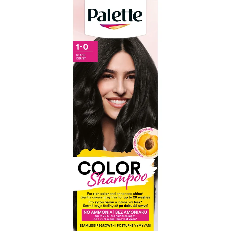 Schwarzkopf Palette Color Shampoo barvicí šampon na vlasy 1-0 Čierny, 1 ks