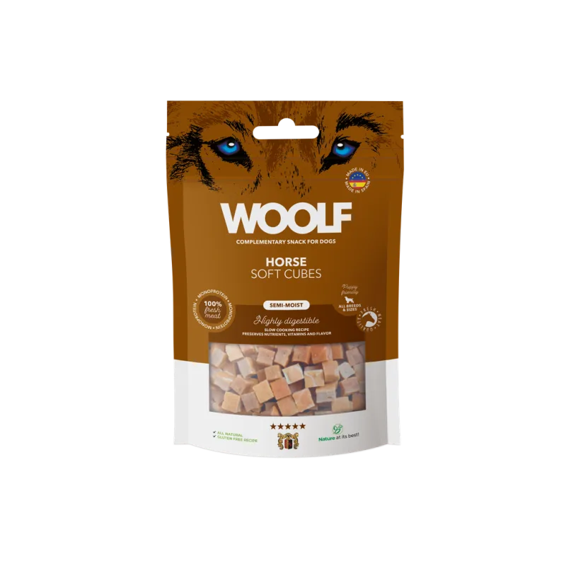 WOOLF Soft Cubes -  Horse/koňské (monoprotein) 100g