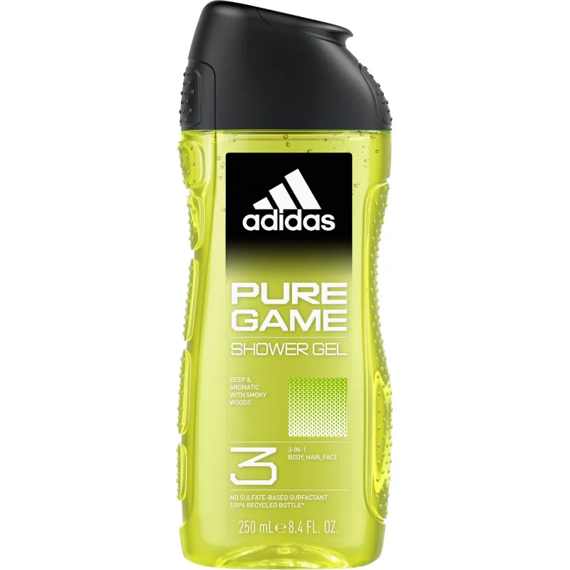 Adidas Pure Game 3v1 sprchový gel na tělo, vlasy a pleť pro muže 250 ml