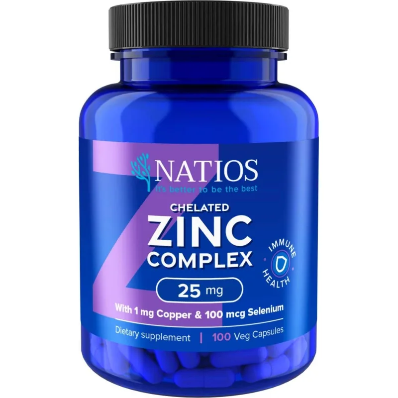Natios Zinc Chelated Complex - Zinok, selén a meď 25 mg 100 vegánskych kapsúl