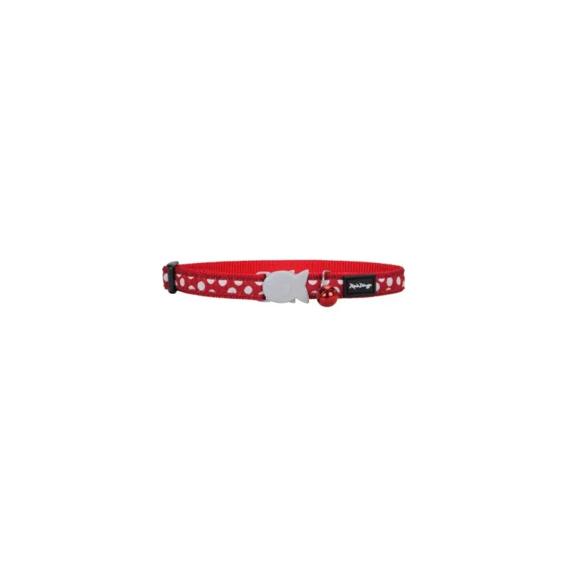 Red Dingo obojek pro kočky – White Spots on Red – 12 mm