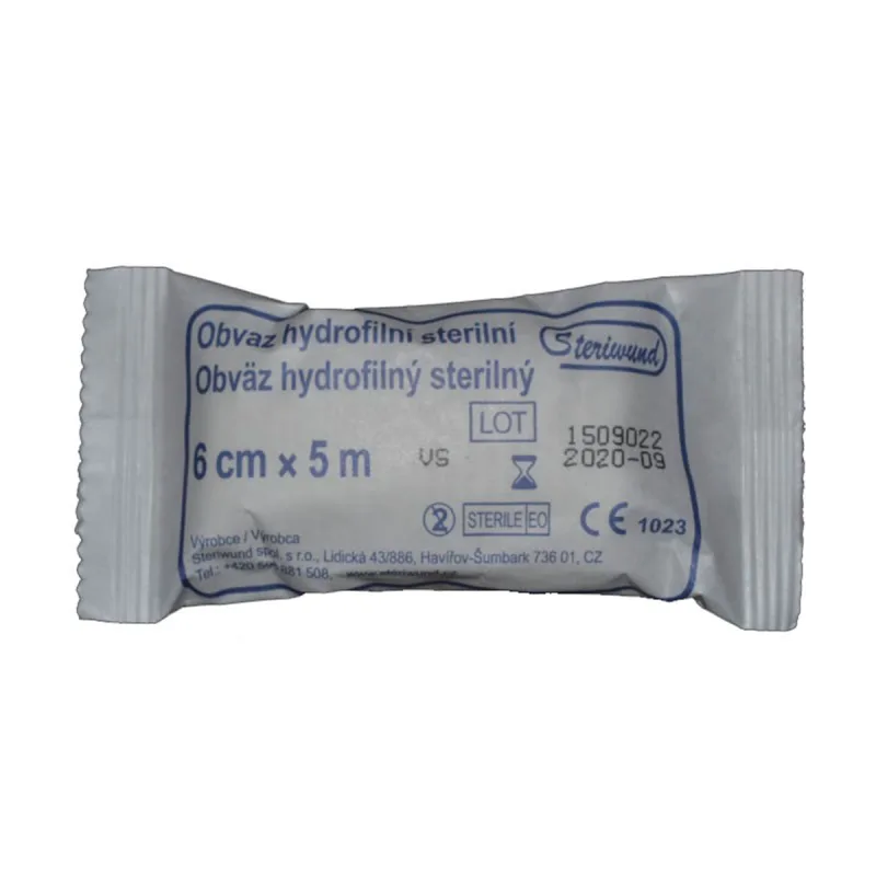 Steriwund Obinadlo hydrofilní pletené sterilní 6 cm x 5 m 1 ks