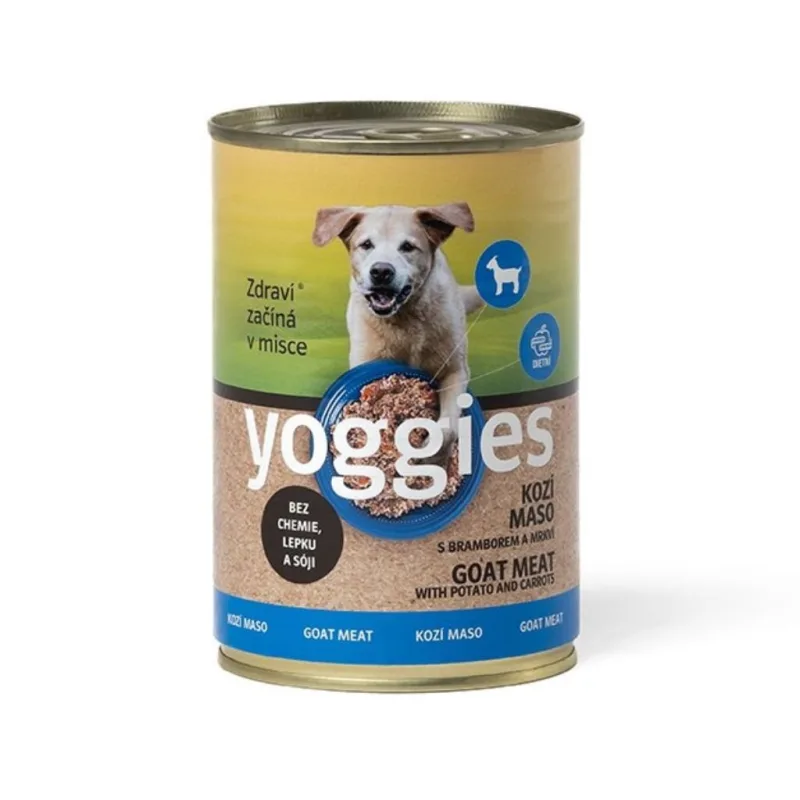 Yoggies konzerva pre psa - kozie mäso s mrkvou 400 g