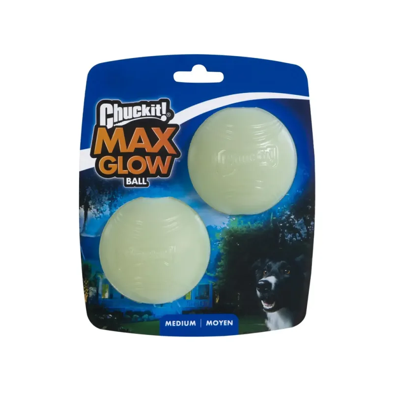 Chuckit! Max Glow Ball svíticí míčky – Medium 6,5 cm – 2 ks