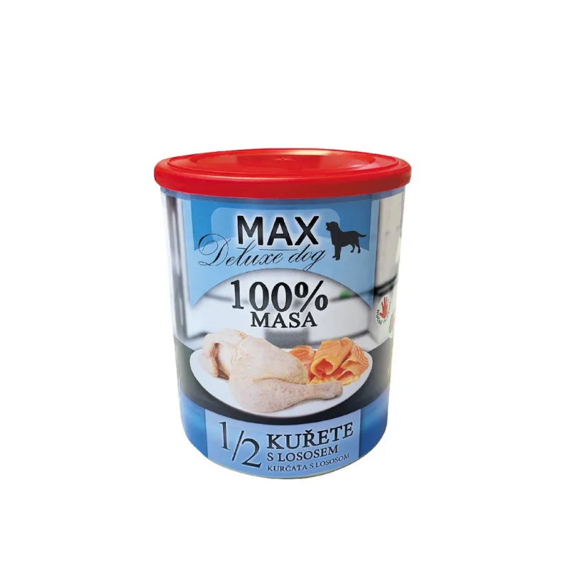 Konzerva Max Deluxe 1/2 kuřete s lososem 800 g